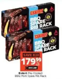 Checkers Eskort Pre-Cooked BBQ Pork Spare Rib Rack offer