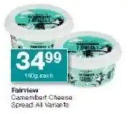 Checkers Fairview Camembert Cheese Spread All Variants offer