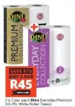 Checkers Dinu Everyday/ Premium 2/3-Ply White Roller Towels offer