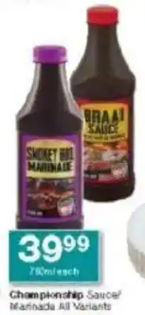 Checkers Championship Sauce Marinade All Variants offer