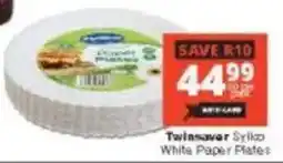 Checkers Twinsaver Sylko White Paper Plates offer