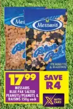 Shoprite Messaris blue pak salted peanuts/ peanuts & raisins offer