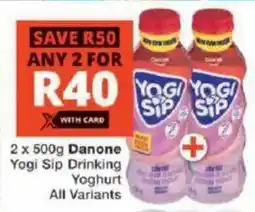 Checkers Danone Yogi Sip Drinking Yoghurt All Variants offer
