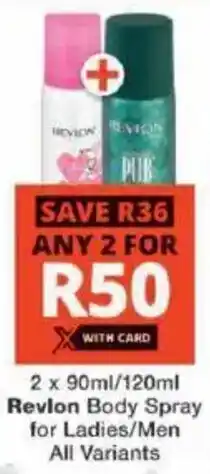 Checkers Revlon Body Spray for Ladies/ Men All Variants offer