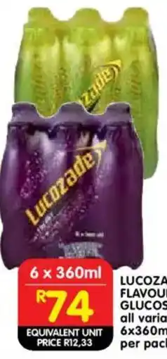 Shoprite Lucozade flavoured glucose drink all variants offer