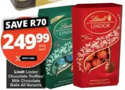 Checkers Lindt Lindor Chocolate Truffles/ Milk Chocolate Balls All Variants offer