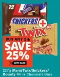 Checkers Mars/ Twix/ Snickers/ Bounty Minis Chocolate Bars offer