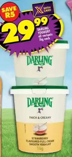 Shoprite Darling yoghurt all variants offer
