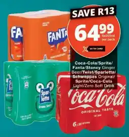 Checkers Coca-Cola/ Sprite/ Fanta/ Stoney Ginger Beer/ Twist/ Sparletta/ Schweppes Original/ Sprite/ Coca-Cola Light/ Zero Soft Drink offer