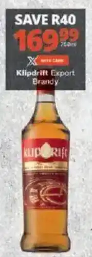 Checkers Klipdrift Export Brandy offer