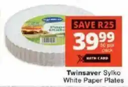 Checkers Twinsaver Sylko White Paper Plates offer
