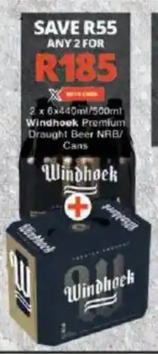 Checkers Windhoek Premium Draught Beer NRB/ Cans offer