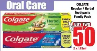 Boxer COLGATE Regular/ Herbal Toothpaste Family Pack offer