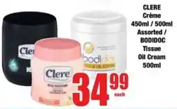 Boxer CLERE Crème Assorted/ BODIDOC Tissue Oil Cream offer