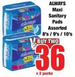 Boxer ALWAYS Maxi Sanitary Pads Assorted offer