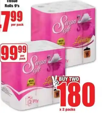 Boxer SWAN SOFT 2 Ply 350 Sheets Toilet Tissue Rolls offer