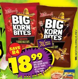 Shoprite Willards big korn bites maize chips all variants offer