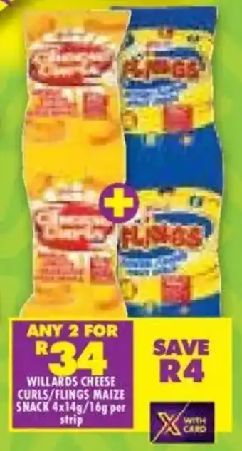 Shoprite Willards cheese curls/ flings maize snack offer