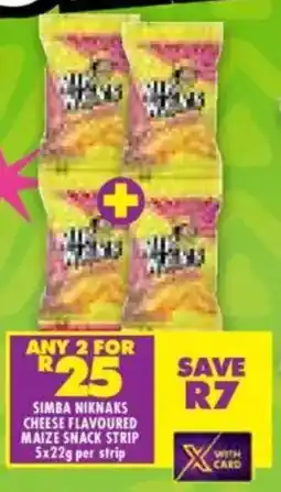 Shoprite Simba niknaks cheese flavoured maize snack strip offer