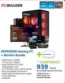 Incredible Connection PCBuilder Defender Gaming PC + Monitor Bundle offer