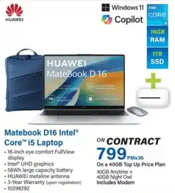 Incredible Connection HUAWEI Matebook D16 Intel Core i5 Laptop offer