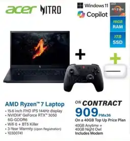 Incredible Connection Acer AMD Ryzen 7 Laptop offer
