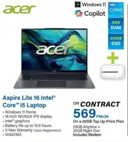 Incredible Connection Acer Aspire Lite 16 Intel Core i5 Laptop offer