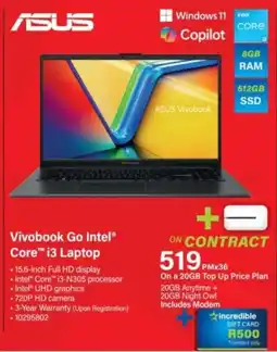 Incredible Connection ASUS Vivobook Go Intel Core i3 Laptop offer