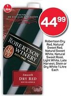 Pick n Pay Robertson Dry Red, Natural Sweet Red, Natural Sweet White, Natural Sweet Rosé, Light White, Late Harvest, Stein or Dry White offer