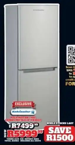 Lewis Kelvinator combi metallic fridge offer