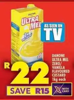 Shoprite DANONE ULTRA MEL ZERO/VANILLA FLAVOURED CUSTARD 1kg each offer