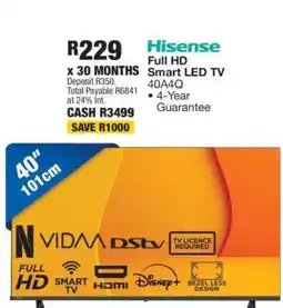 OK Furniture Hisense Full HD Smart LED TV 40A4Q offer
