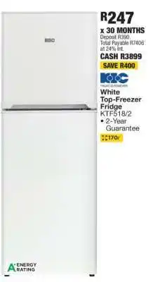 OK Furniture White Top-Freezer Fridge KTF518/2 offer