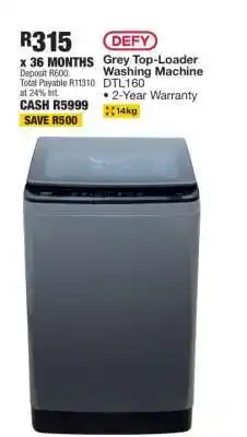OK Furniture Defy Grey Top-Loader Washing Machine DTL160 offer