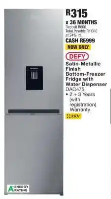 OK Furniture DEFY Satin Metallic-Finish Bottom-Freezer Fridge with Water Dispenser DAC475 offer