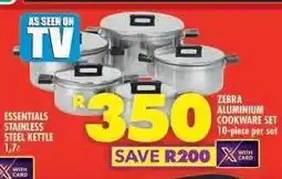 Shoprite Zebra Aluminium Cookware Set 10-piece per set offer