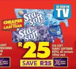 Shoprite STA-SOFT FABRIC SOFTENER REFILL all variants 500ml each offer