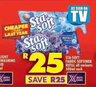 Shoprite STA-SOFT FABRIC SOFTENER REFILL all variants 500ml each offer