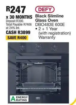 OK Furniture Defy Black Slimline Glass Oven DBO483E 600E offer