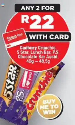 OK MiniMark Cadbury Crunchie, 5 Star, Lunch Bar, P.S. Chocolate Bar Asstd. offer