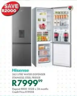 Beares Hisense water dispenser stainless steel fridge offer