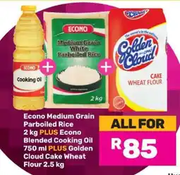 Game Econo Medium Grain Parboiled Rice, Econo Blended Cooking Oil, Golden Cloud Cake Wheat Flour offer