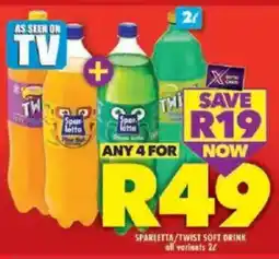Shoprite Sparletta/ twist soft drink all variants offer