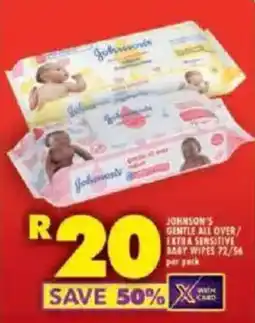 Shoprite Johnson's gentle all over/ extra sensitive baby wipes offer