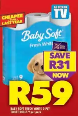 Shoprite Baby soft fresh white 2-ply toilet rolls offer