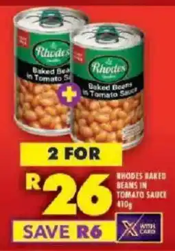Shoprite Rhodes baked beans in tomato sauce offer