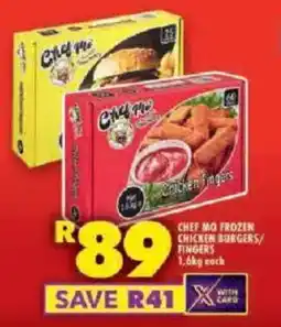 Shoprite Chef mo frozen chicken burgers/ fingers offer