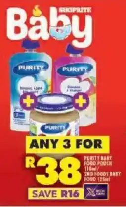 Shoprite Purity baby food pouch/ 2nd foods baby food offer