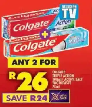 Shoprite Colgate triple action/ active salt toothpaste offer