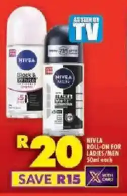 Shoprite Nivea roll-on for ladies/ men offer